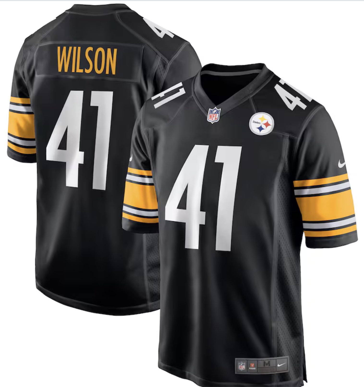 Men Pittsburgh Steelers #41 Wilson Nike Black Game Player Jersey->pittsburgh steelers->NFL Jersey
